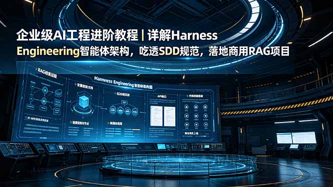 [AI人工智能]（19158期）企业级AI工程进阶教程｜详解Harness Engineering智能体架构，吃透SDD规范，落地商用RAG项目-第1张图片-智慧创业网