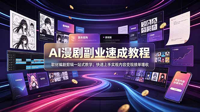 [AI人工智能]（19157期）AI漫剧副业速成教程，取材编剧剪辑一站式教学；快速上手实现内容变现接单增收-第1张图片-智慧创业网