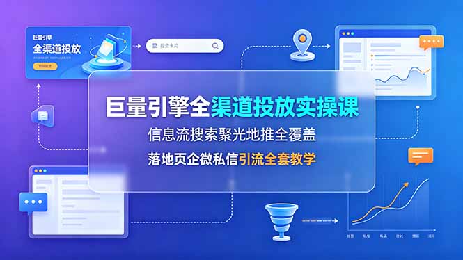 [短视频运营]（19181期）巨量引擎全渠道投放实操课，信息流搜索聚光地推全覆盖，落地页企微私信引流全套教学-第1张图片-智慧创业网