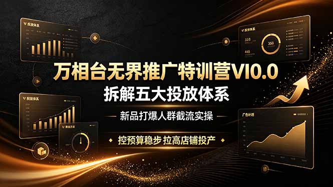 [国内电商]（19184期）万相台无界推广特训营VI0.0，拆解五大投放体系，新品打爆人群截流实操，控预算稳步拉高店铺投产-第1张图片-智慧创业网