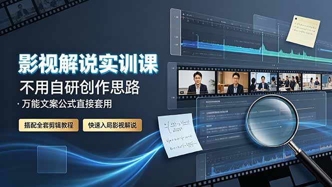 [短视频运营]（19183期）影视解说实训课：不用自研创作思路，万能文案公式直接套用，搭配全套剪辑教程，快速入局影视解说-第1张图片-智慧创业网