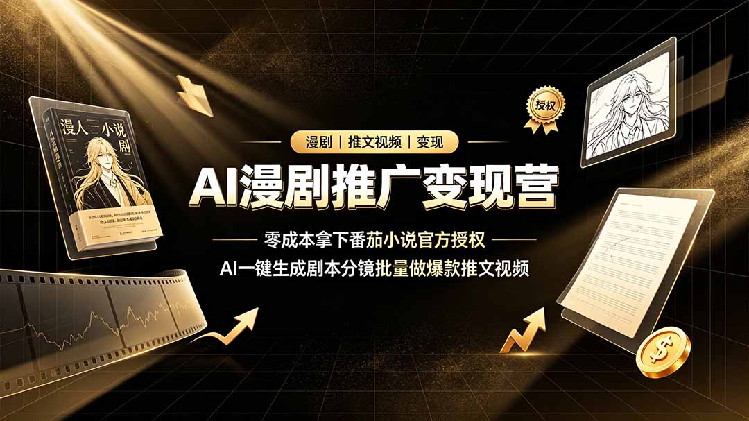 [AI人工智能]（19193期）AI漫剧推广变现营，零成本拿下番茄小说官方授权，AI一键生成剧本分镜批量做爆款推文视频-第1张图片-智慧创业网