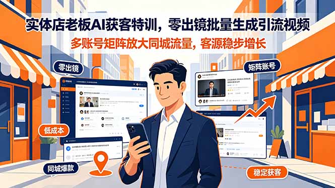 [引流涨粉]（19234期）实体店老板AI获客特训，零出镜批量生成引流视频，多账号矩阵放大同城流量，客源稳步增长-第1张图片-智慧创业网