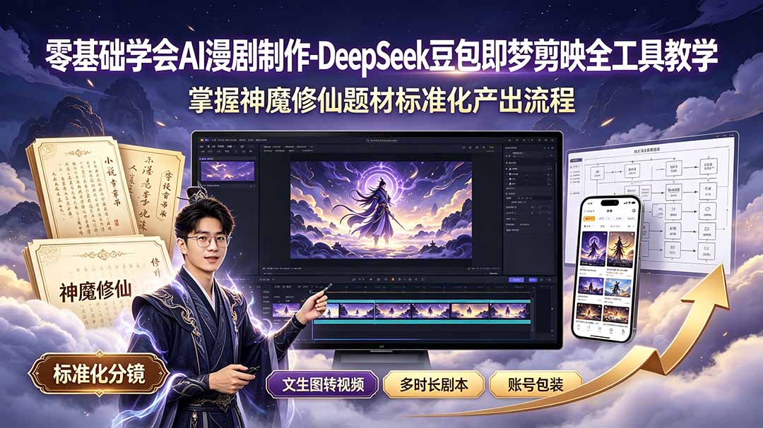 [AI人工智能]（19263期）零基础学会AI漫剧制作-DeepSeek豆包即梦剪映全工具教学，掌握神魔修仙题材标准化产出流程-第1张图片-智慧创业网