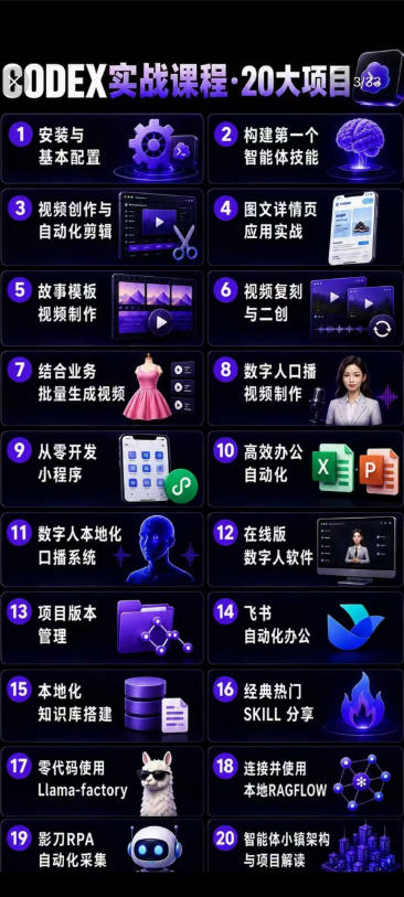 [AI人工智能]（19237期）2026Codex智能体实战最新课，从安装配置到智能体小镇架构，涵盖视频创作/数字人/办公提效全技能-第2张图片-智慧创业网