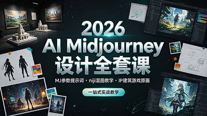 [设计教程]（19209期）2026 AI Midjourney设计全套课，MJ参数提示词niji混图教学，IP建筑游戏原画一站式实战教学-第1张图片-智慧创业网