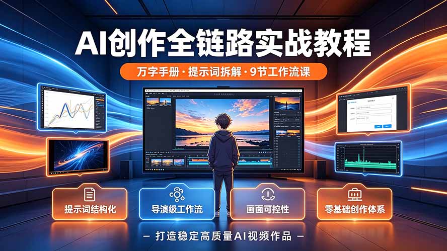 [AI人工智能]（19247期）AI创作全链路实战教程｜万字手册·提示词拆解·9节工作流课，打造稳定高质量AI视频作品-第1张图片-智慧创业网