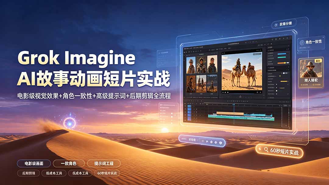 [AI人工智能]（19305期）Grok Imagine AI故事动画短片实战：电影级视觉效果+角色一致性+高级提示词+后期剪辑全流程-第2张图片-智慧创业网