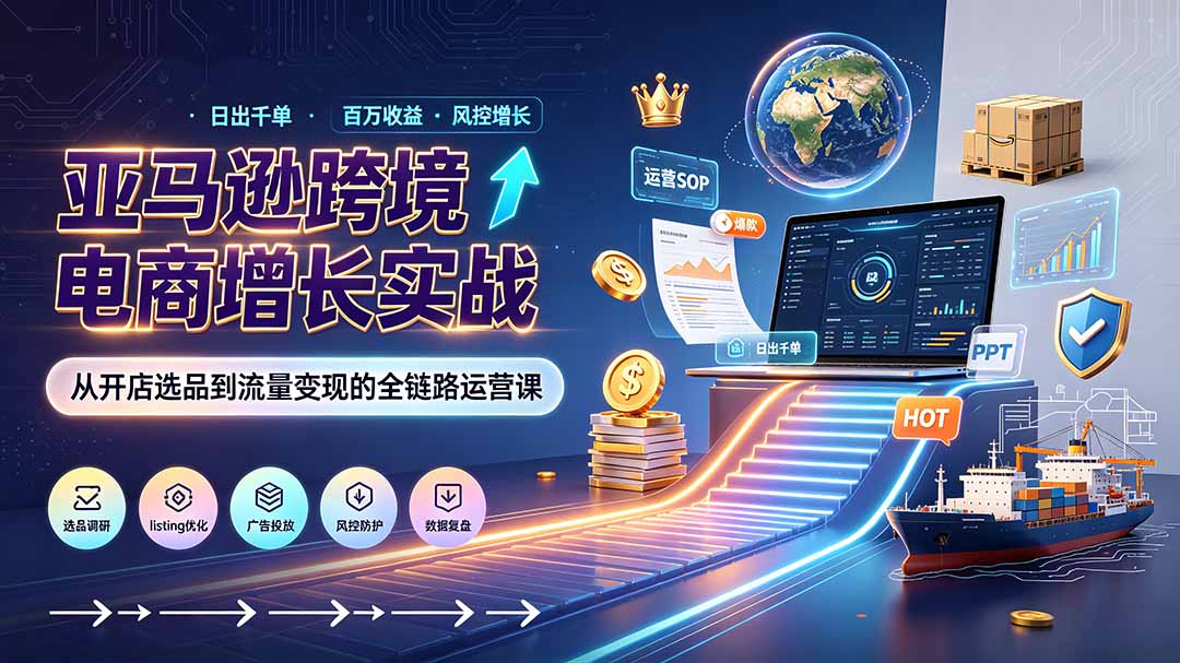 [跨境电商]（19308期）亚马逊0-1孵化特训营8期：从注册风控到稳定日出千单实战，规避审核封店风险，标准化执行流程落地-第1张图片-智慧创业网