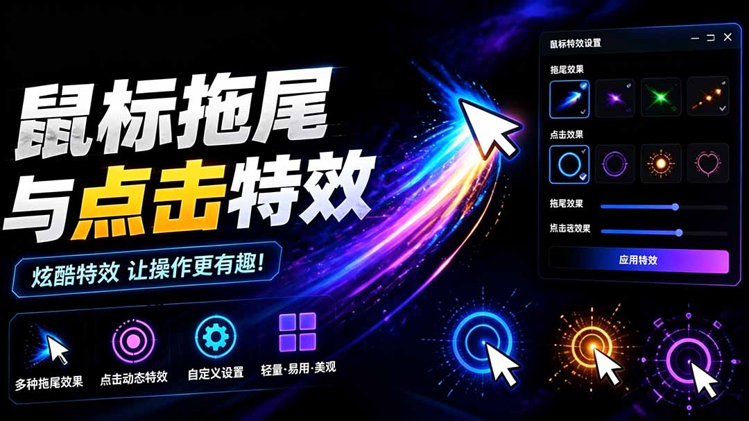 [其它资料]（19356期）Windows特效小工具！一键给你的鼠标添加拖尾与点击动态特效，吾爱出品，免费使用 Mouse Trail-第1张图片-智慧创业网
