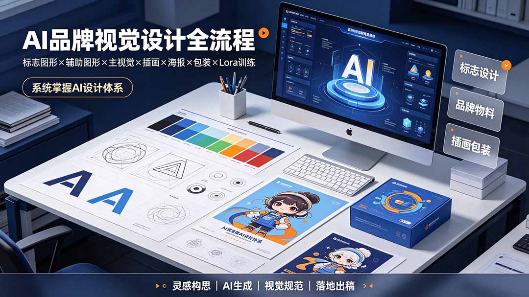 [设计教程]（19372期）AI品牌视觉设计全流程：标志图形×辅助图形×主视觉×插画×海报×包装×Lora训练，系统掌握AI设计体系-第1张图片-智慧创业网