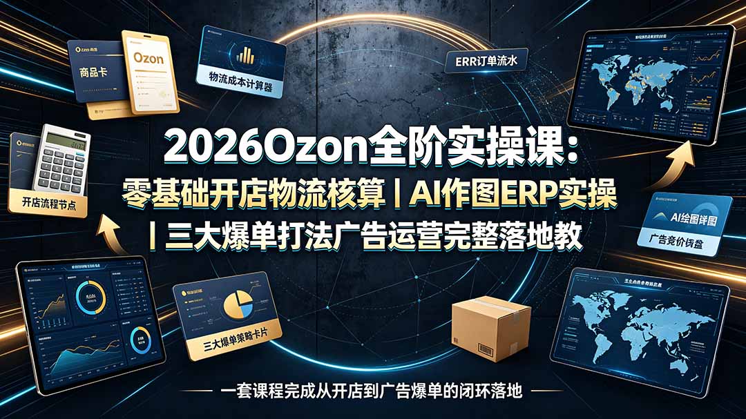 [跨境电商]（19400期）2026Ozon全阶实操课：零基础开店物流核算｜AI作图ERP实操｜三大爆单打法广告运营完整落地教程-第1张图片-智慧创业网