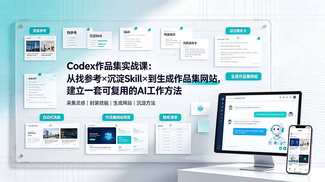 [AI人工智能]（19361期）Codex作品集实战课：从找参考×沉淀Skill×到生成作品集网站，建立一套可复用的AI工作方法-第2张图片-智慧创业网