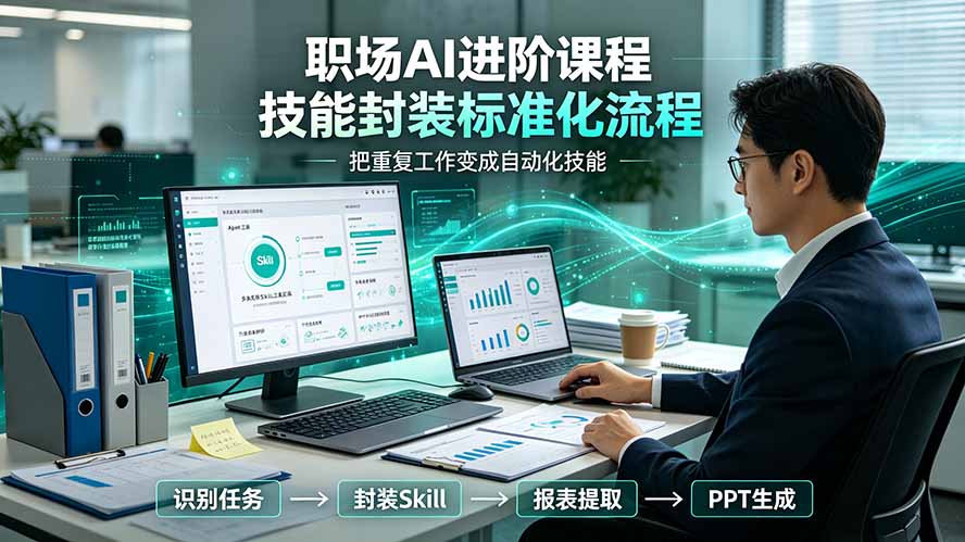 [AI人工智能]（19369期）职场AI进阶课程；多类实用Skill工具实操，专属技能封装标准化流程，报表行业报告一键提取核心内容-第1张图片-智慧创业网