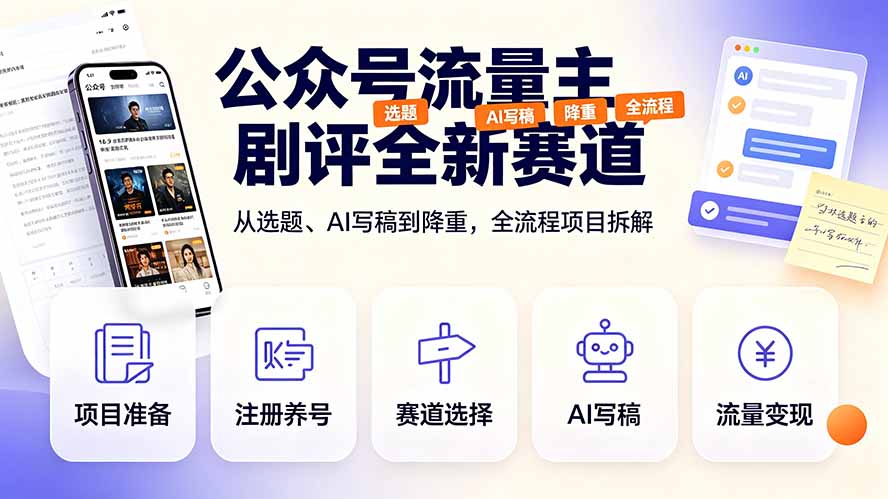 [公众号]（19348期）公众号流量主剧评全新赛道，从选题、AI写稿到降重，全流程项目拆解-第1张图片-智慧创业网