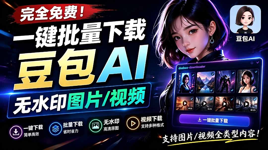 [其它资料]（19355期）Github最新发布！一键批量下载豆包AI无水印图片/视频，简单易用，自动解析提示词，doubao-downloader-第2张图片-智慧创业网
