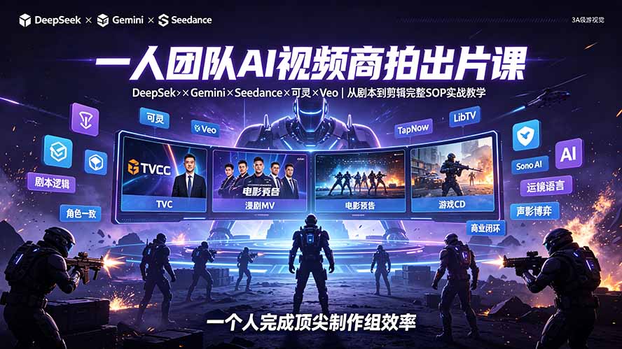 [AI人工智能]（19417期）一人团队AI视频商拍出片课：DeepSeek×Gemini×Seedance×可灵×Veo，从剧本到剪辑完整SOP实战教学-第1张图片-智慧创业网