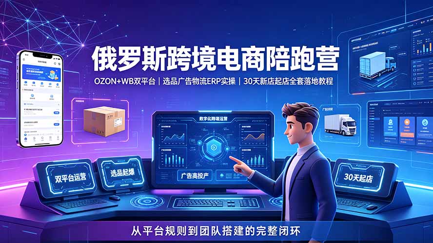[跨境电商]（19371期）2026俄罗斯跨境电商陪跑营：OZON+WB双平台｜选品广告物流ERP实操｜30天新店起店全套落地教程-第1张图片-智慧创业网