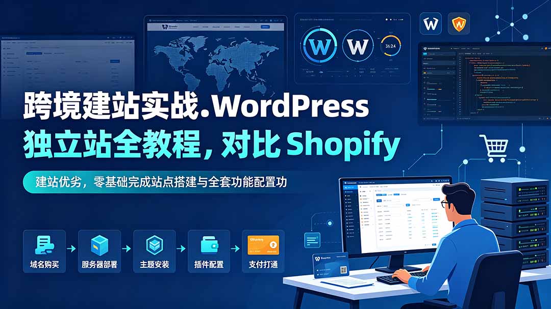 [跨境电商]（19546期）跨境建站实战：WordPress 独立站全教程，对比 Shopify 建站优劣，零基础完成站点搭建与全套功能配置-第1张图片-智慧创业网