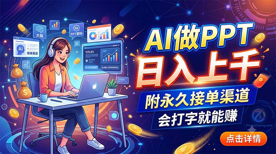 [虚拟项目]（19644期）AI做PPT日入上千，附永久接单渠道，会打字就能赚-第1张图片-智慧创业网