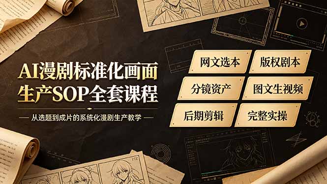 [AI人工智能]（19806期）AI漫剧标准化画面生产SOP全套课程-更新，网文选本版权剧本分镜资产全覆盖，图文生视频后期剪辑完整实操教学-第1张图片-智慧创业网