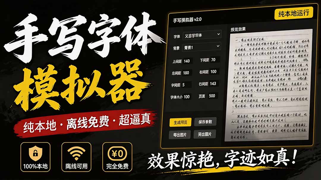 [其它资料]（19810期）罚抄神器！罚抄10万字都不在怕了，手写字体模拟生成器，附带新整理背景图和字体，纯本地离线运行-第2张图片-智慧创业网